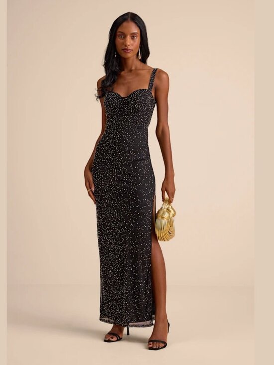 Lulus Dresses & Skirts - Lulus Black Rhinestone Maxi Dress Small New With Tags